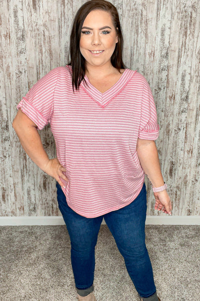 Fuchsia Two-Tone Jacquard Dolman Out Seam Top