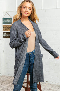 Brush Two Tone Waffle Duster Open Cardigan