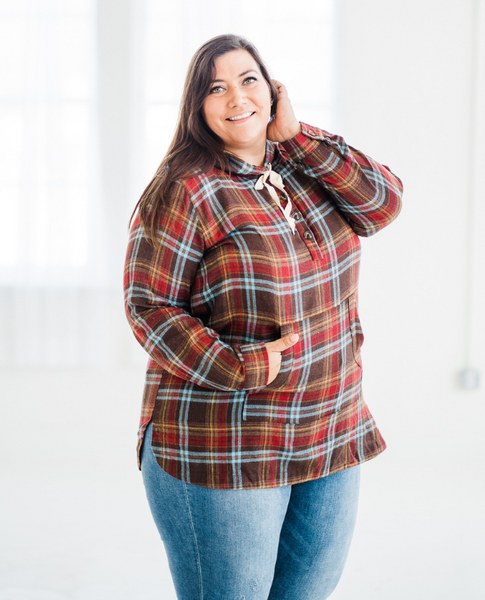 Brushed Flannel Hoodie Tunic