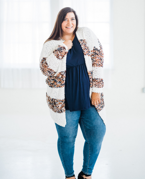 Honey Bee Stripe Fuzzy Cardigan