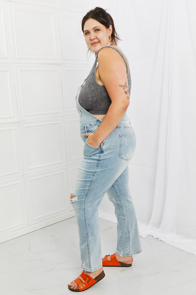 Judy Blue Melina  Distressed Straight Leg Overalls