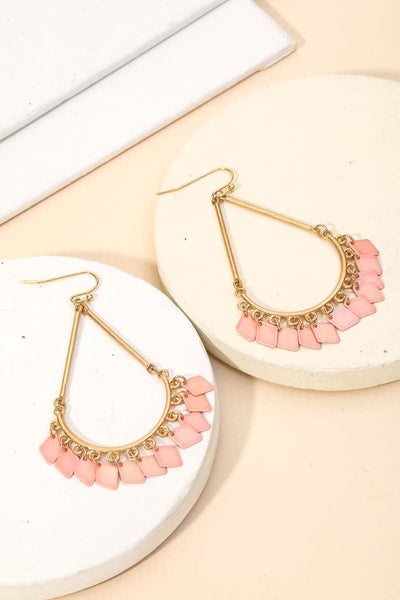 Blush Chandelier Fringe Teardrop Dangle Earrings