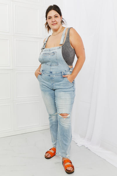 Judy Blue Melina  Distressed Straight Leg Overalls