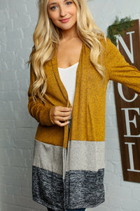 Two Tone Color Block Open Cardigan