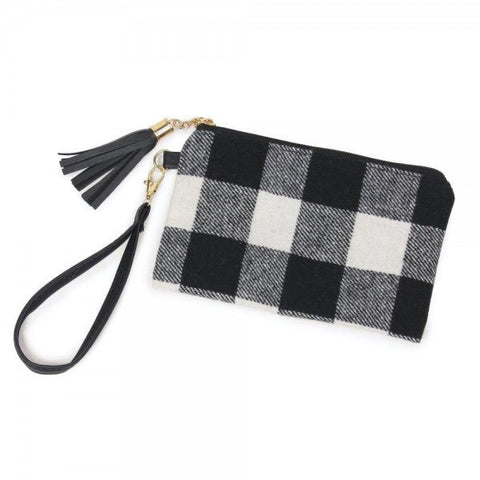 Wrist Purse - White Buffalo Plaid