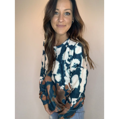 Teal & Brown Tie Dye Sweatshirt