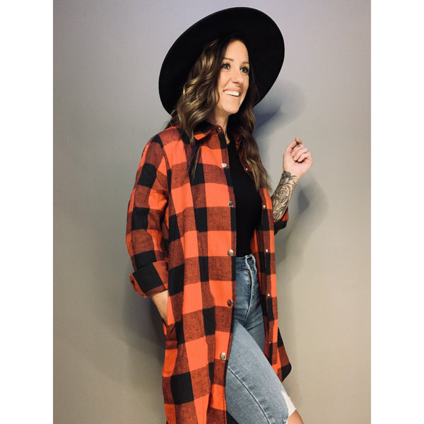 Red Plaid Shirt Coat