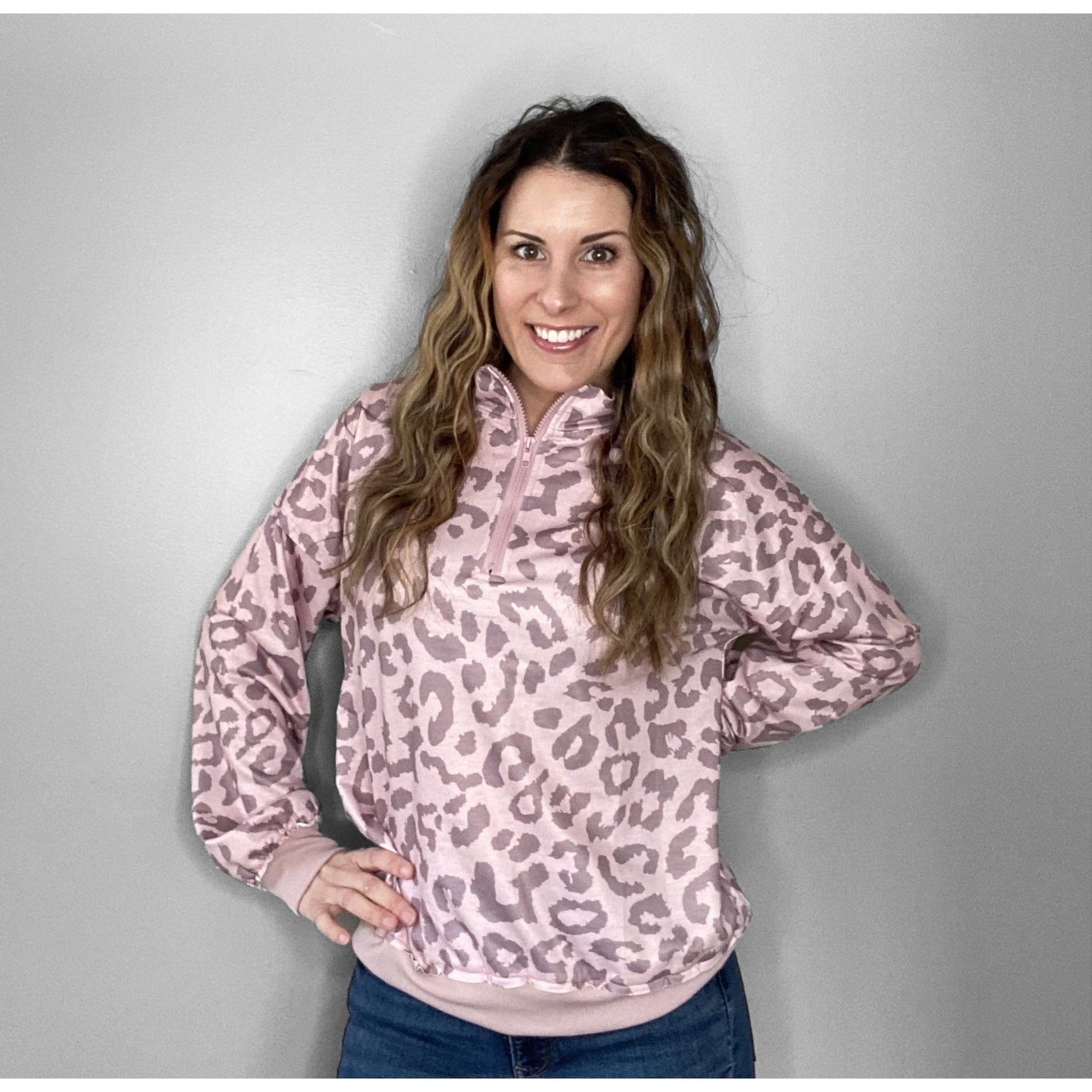 Pink Leopard 1/4 Zip