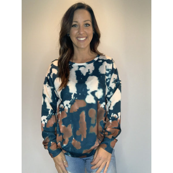 Teal & Brown Tie Dye Sweatshirt