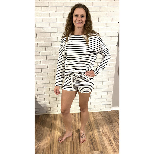 Striped Lounge PJ Long Sleeves Shorts Set