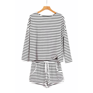 Striped Lounge PJ Long Sleeves Shorts Set