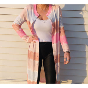 Pink Multi Color Duster / Cardigan