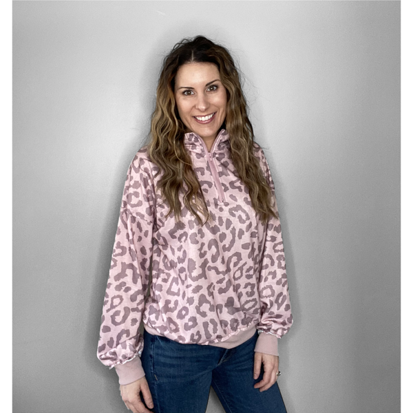 Pink Leopard 1/4 Zip